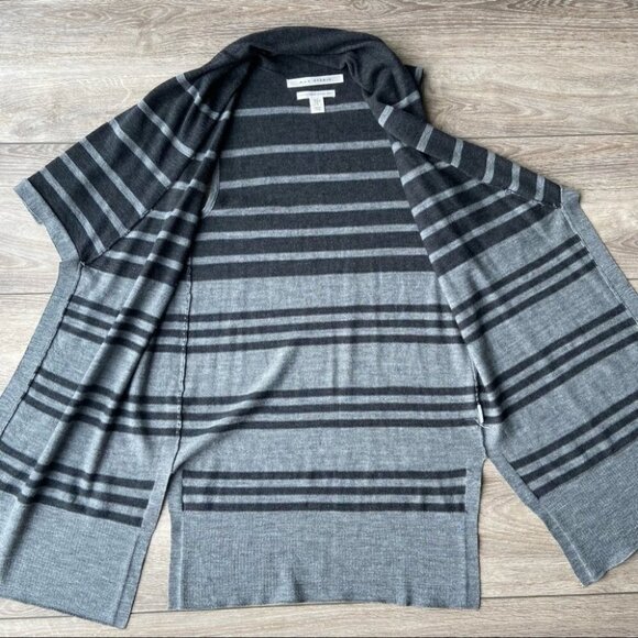 Max Studio Striped Extra Fine Merino Wool Sleeveless Cardigan - Picture 6 of 14